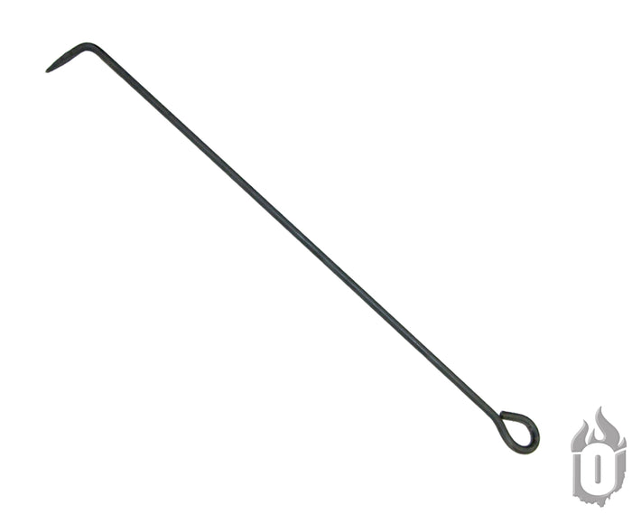 Steel fire poker accessory manufactured for outdoor fire pit use