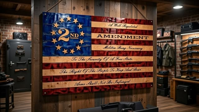 wooden American flags