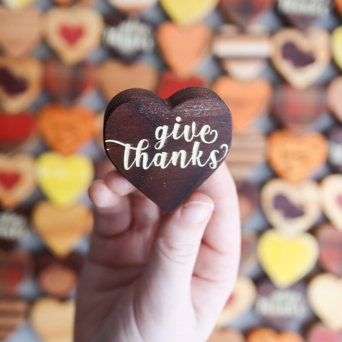 Handmade autumn-themed heart decorative box for fall and Thanksgiving decorating