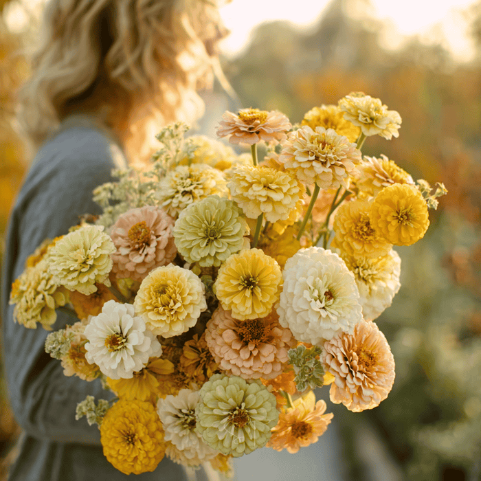 Flower seed packet showing colorful blooms for garden planting