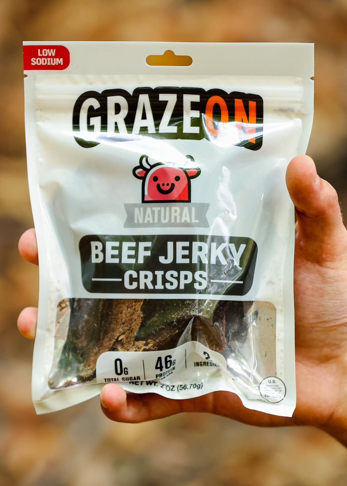 Crunchy air-dried beef jerky crisps from an American snack maker, a ready-to-eat protein snack
