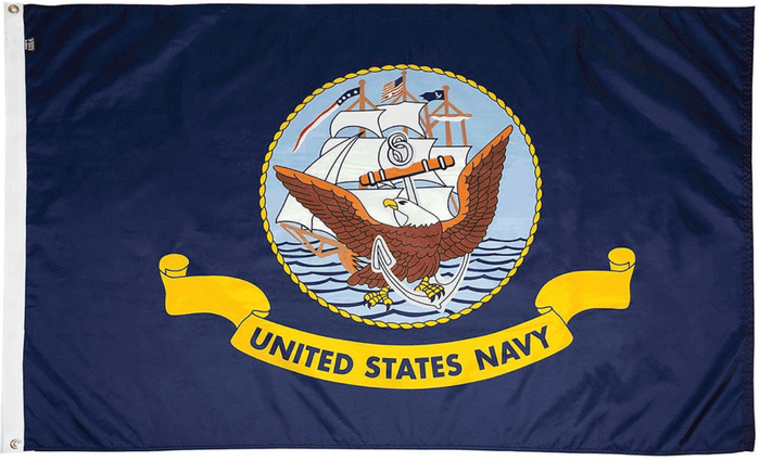 U.S. Navy flag with gold Navy emblem on dark blue field
