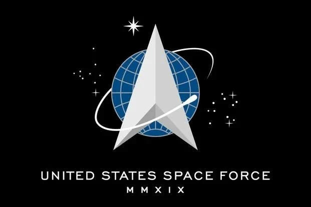 Made in USA U.S. Space Force flag with USSF delta emblem on black field