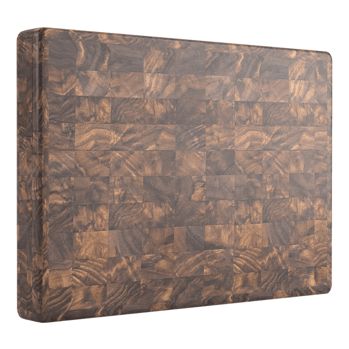Thick walnut end-grain butcher block cutting board for chopping and meal preparation