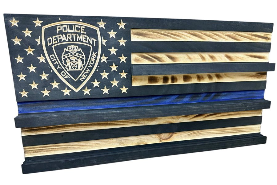 Personalized Wooden American Flag Challenge Coin Display