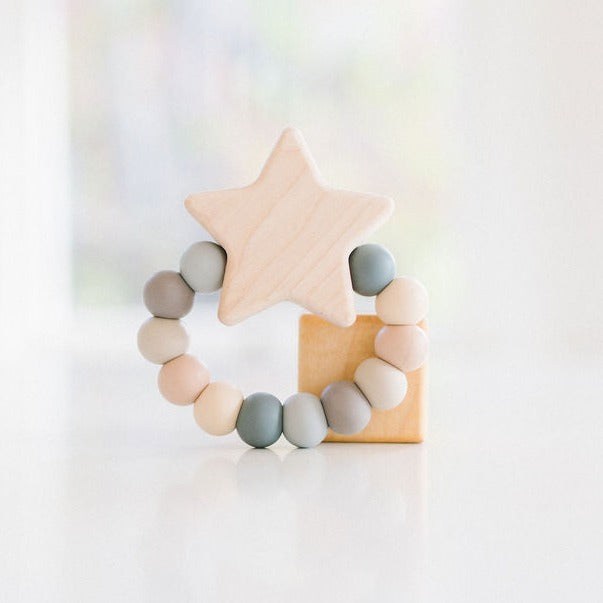 Star Charm Baby Teether: Maple & Silicone