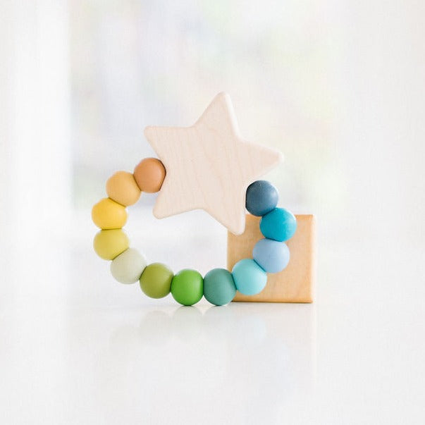 Star Charm Baby Teether: Maple & Silicone