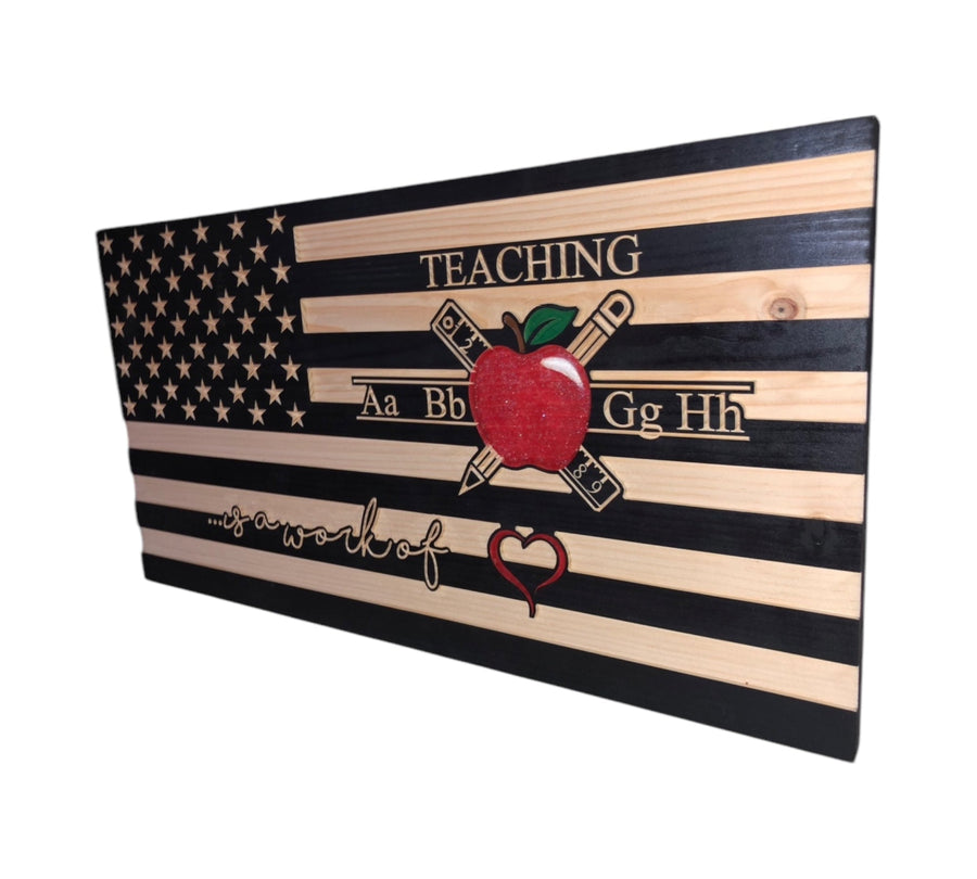 Personalized Teacher Appreciation Wooden Flag — product photo 5