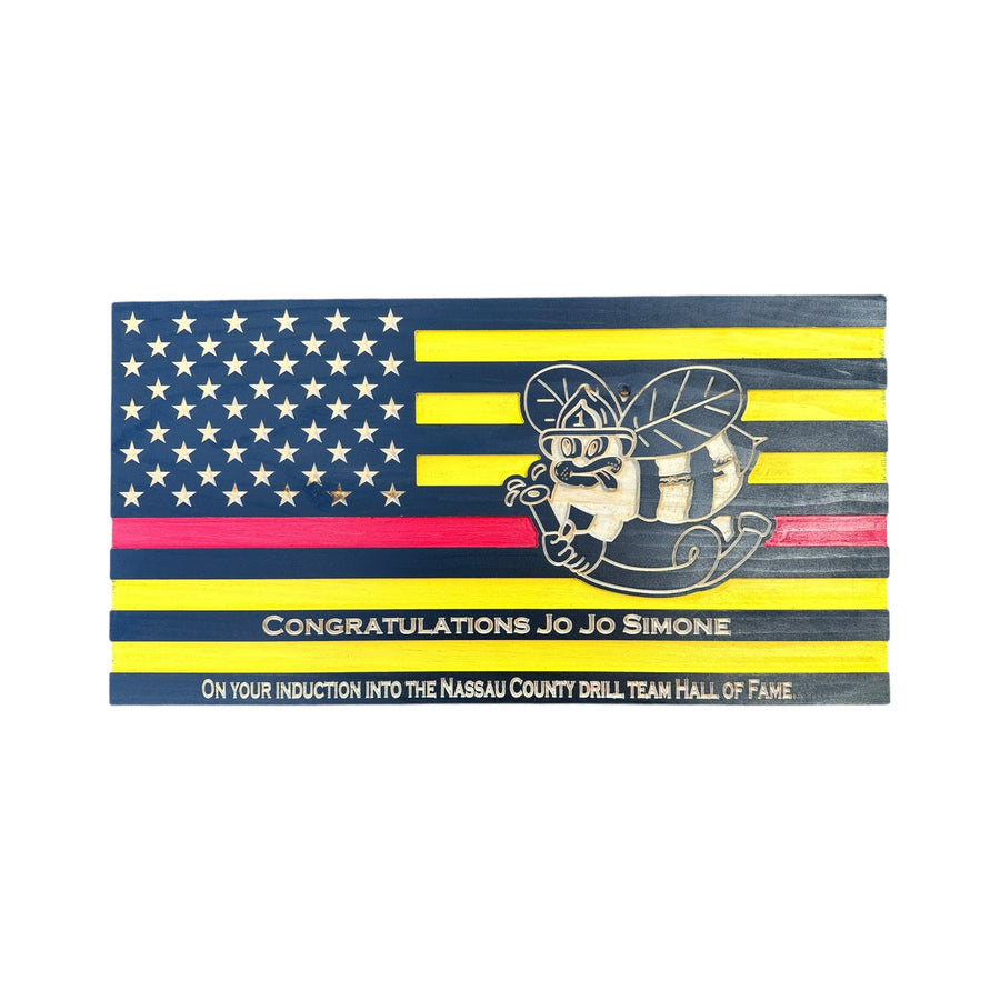 Custom Thin Red Line Firefighter Wooden Flag — product photo 7