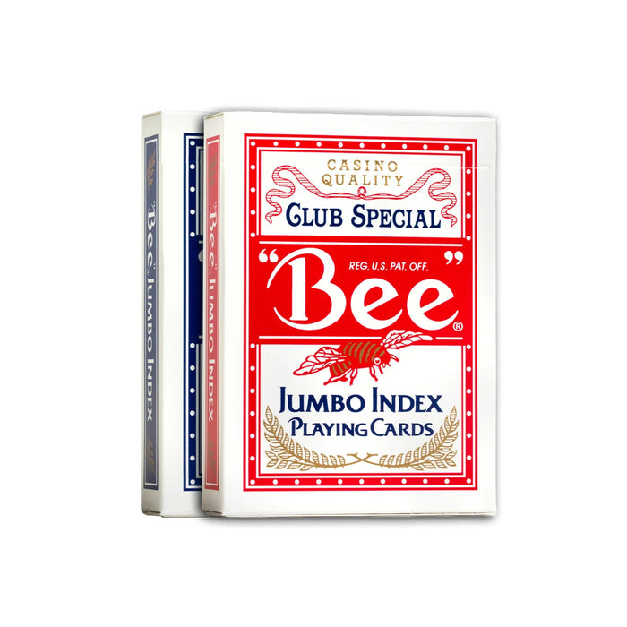 Bee Jumbo Index – Individual Deck (Poker Size, Red or Blue) – Casino Quality
