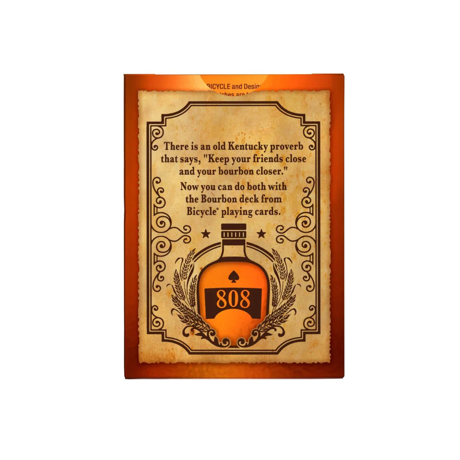 Back of Bicycle Bourbon tuck with the 808 Proof motif