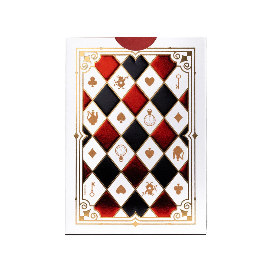 Red, black and gold-toned Alice in Wonderland card back