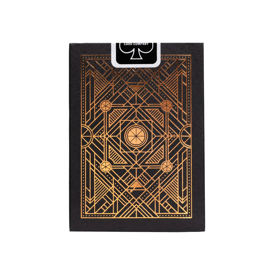 Dark Cocktail Recipe card back with ornamental metallic details