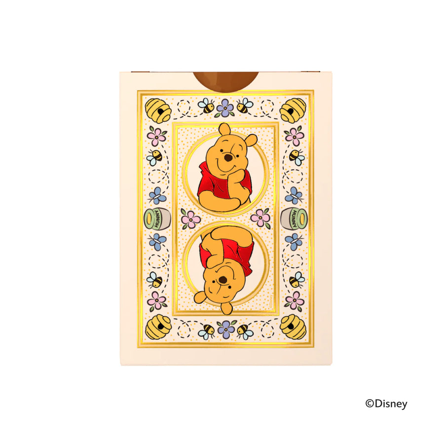 Winnie the Pooh card back with mirrored portraits and floral details