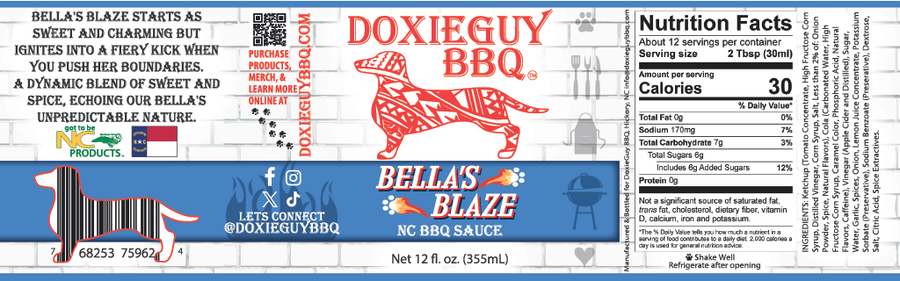 Bella’s Blaze – Sweet & Spicy Finishing BBQ Sauce (12 oz) — product image
