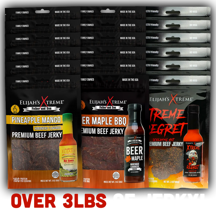 Beef Jerky Variety Bulk Trio – 18 Bags (3 lb) — assortment view