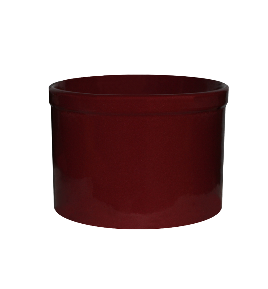 Burgundy stoneware utility crock - 1 quart low profile