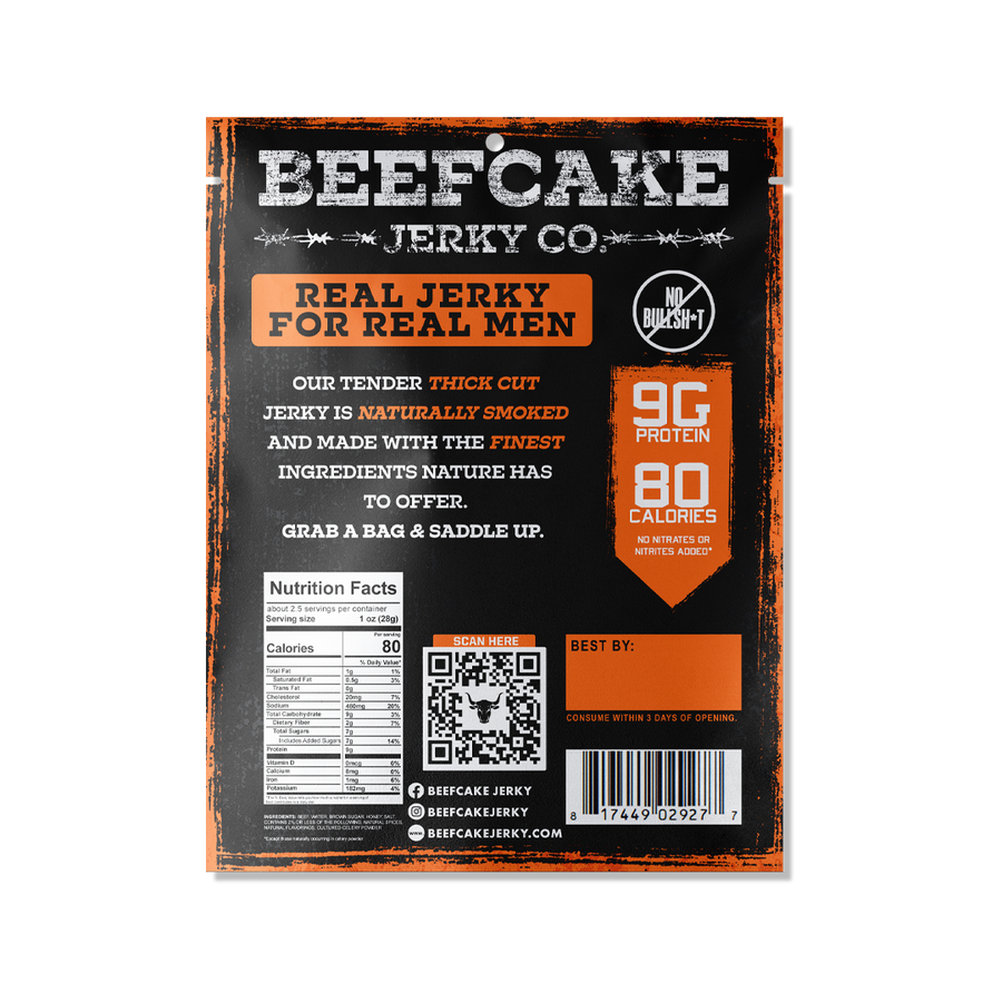 Original Beef Jerky – 2.7 oz – reverse packaging view