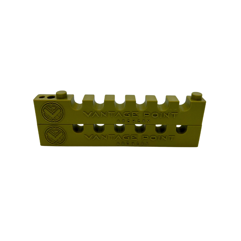 Stacked green Laurel Mountain arrow cresting rests