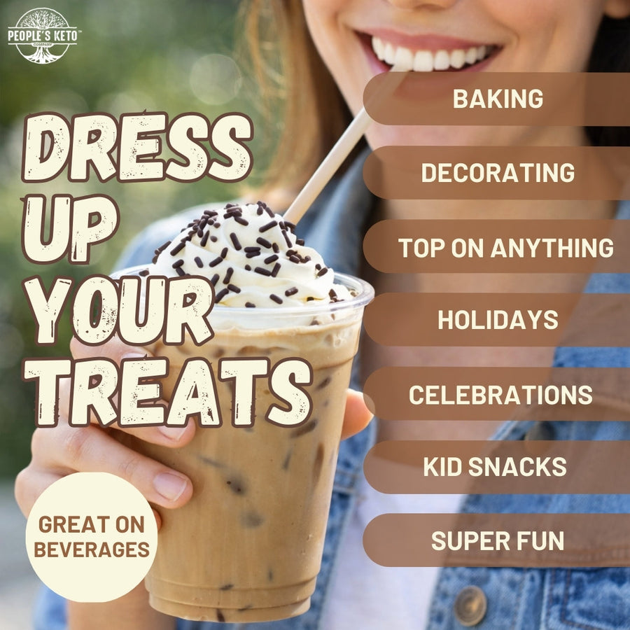 Chocolate Keto Sprinkles: person holding a topped drink.