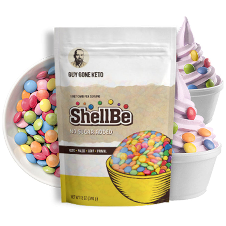 ShellBe Chocolate Candy Buttons: resealable ShellBe candy bag.
