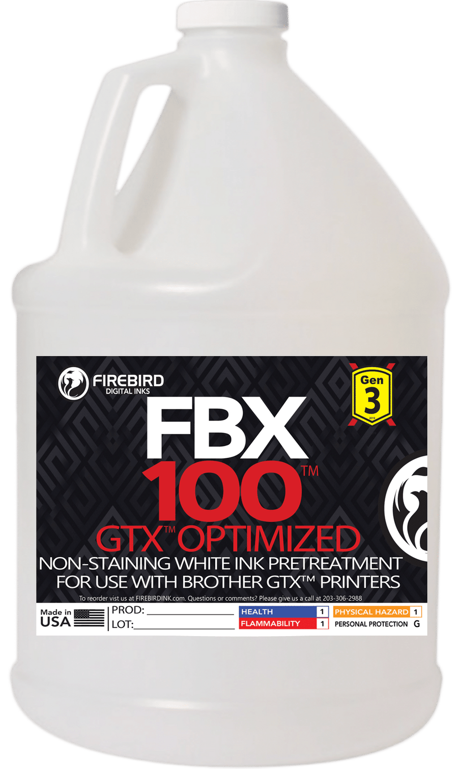 FBX-100 Gen3 GTX Optimized DTG pretreatment in a 1-gallon jug