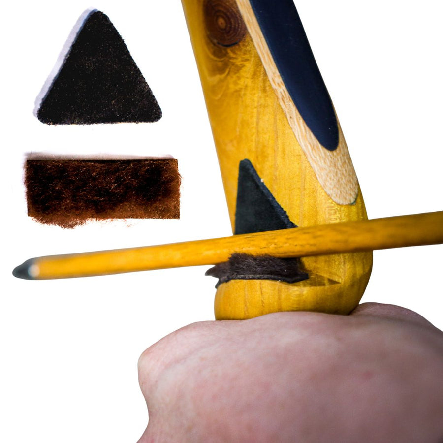 Universal Calf Hair Arrow Rest & Leather Strike Plate Set — arrow rest and strike plate with fitted example