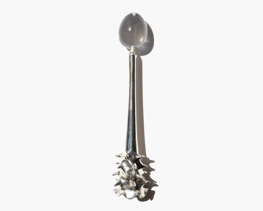 Full-length silver Oracle snuffer with clear quartz handle