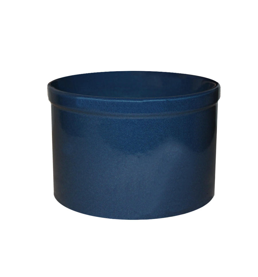 Midnight blue stoneware utility crock - 1 quart low profile