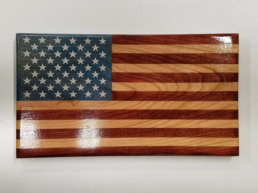 Front view of Young Glory wooden American flag