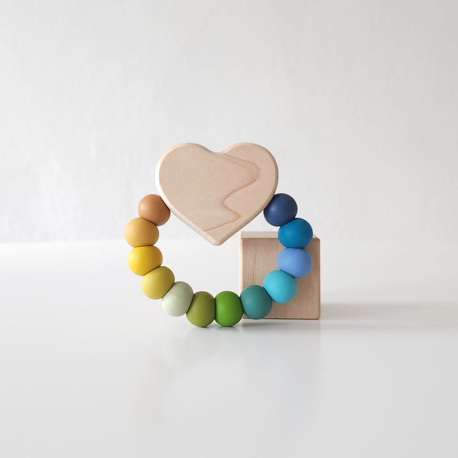 Heart Charm Baby Teether: Maple & Silicone