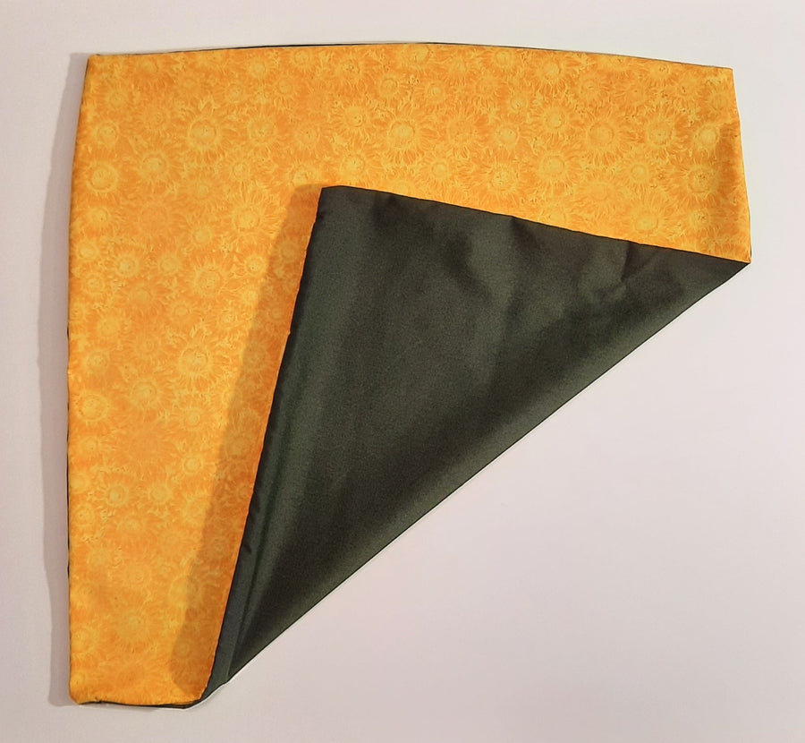 Yellow Sunflower Pillow Cover, folded cover showing the reverse