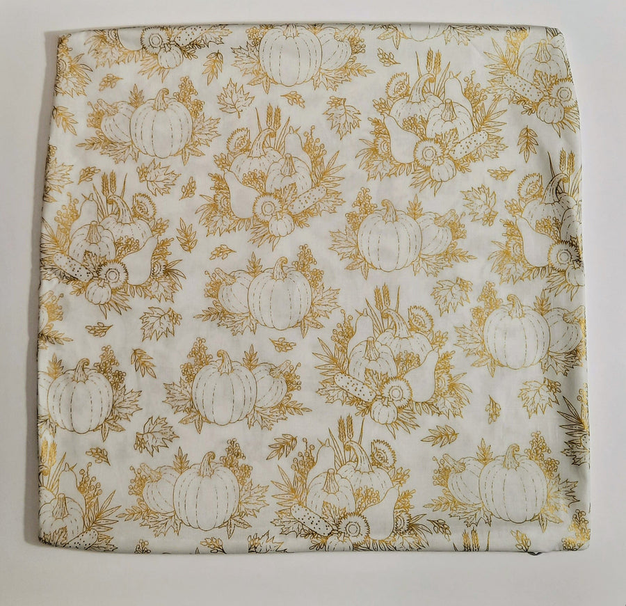 Gold Harvest Pumpkin Pillow Cover, flat harvest-print fabric