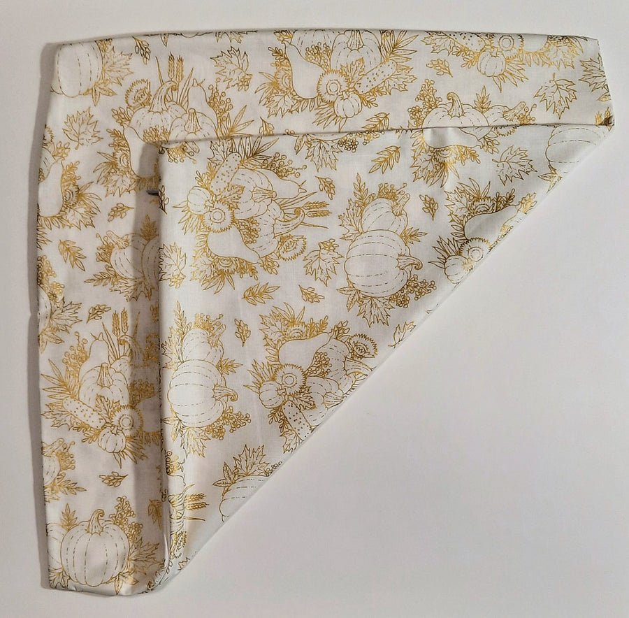 Gold Harvest Pumpkin Pillow Cover, folded cover showing reverse