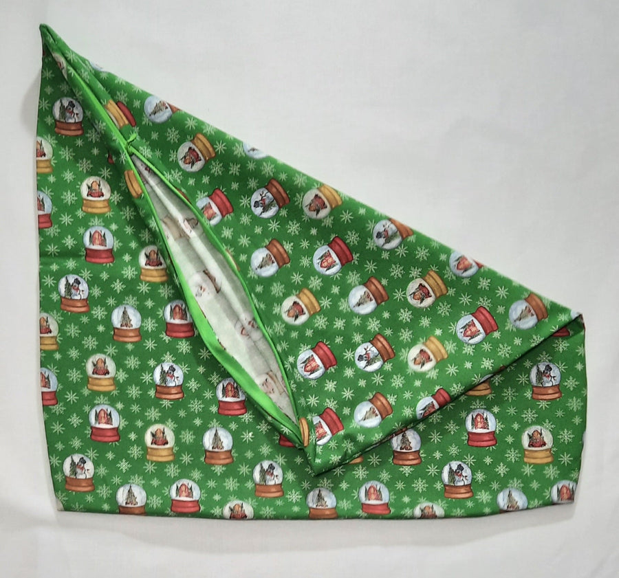 Christmas Snow Globe Pillow Cover, folded cover showing the reverse