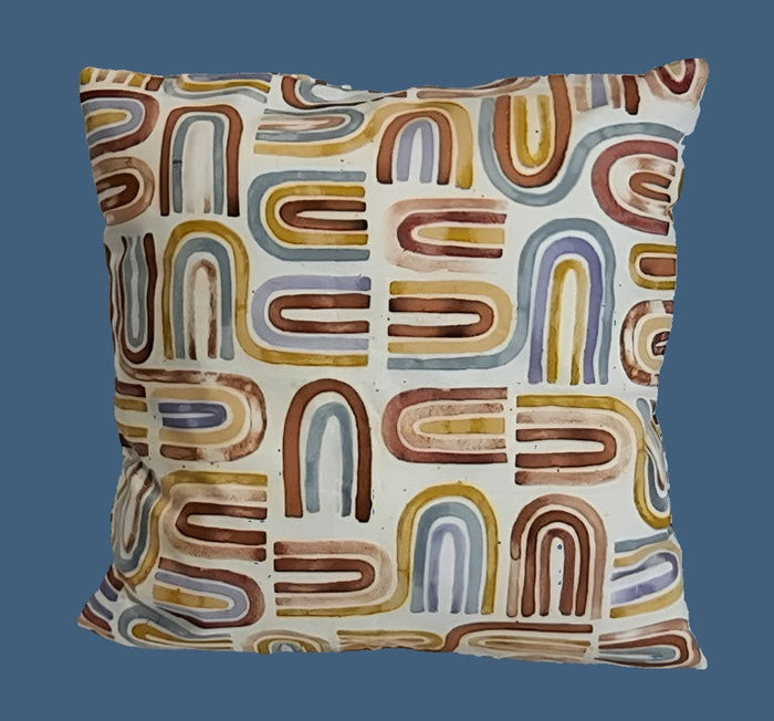 Retro Abstract Pillow Cover, filled cover showing the patterned front