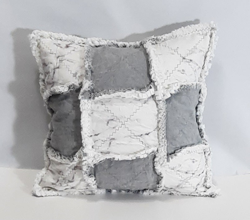 Grey Marble Patchwork Pillow Cover, second view of the grey patchwork cover