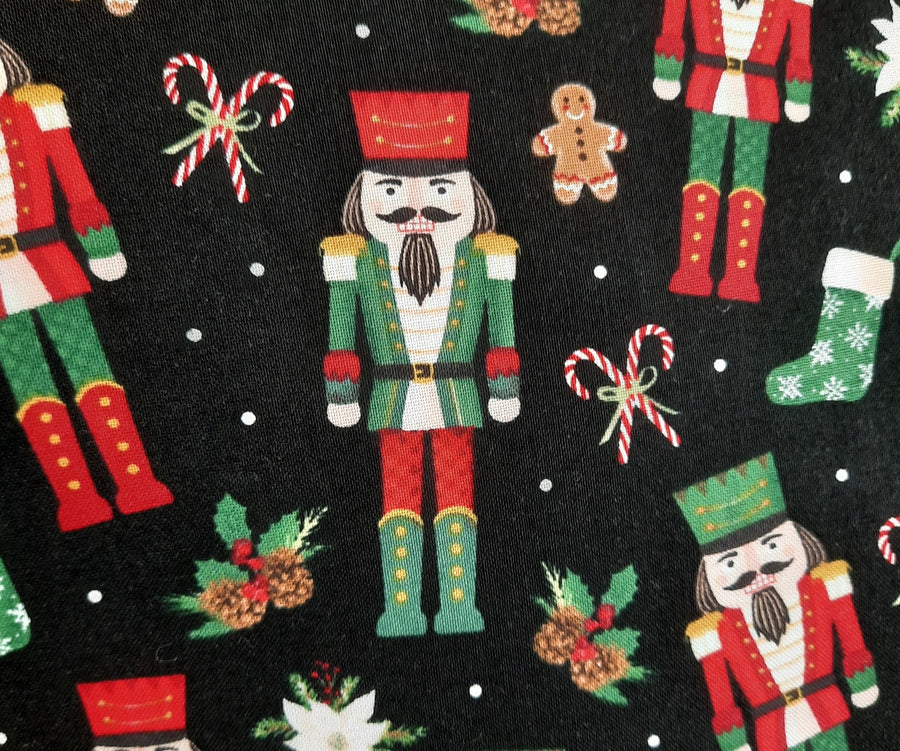 Nutcracker with Green Back Pillow Cover, solid fabric reverse