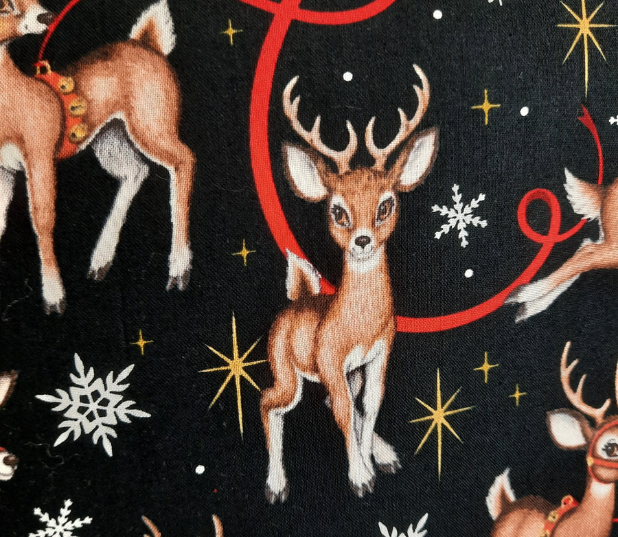 Reindeer & Snowflake Pillow Cover, close-up of the print