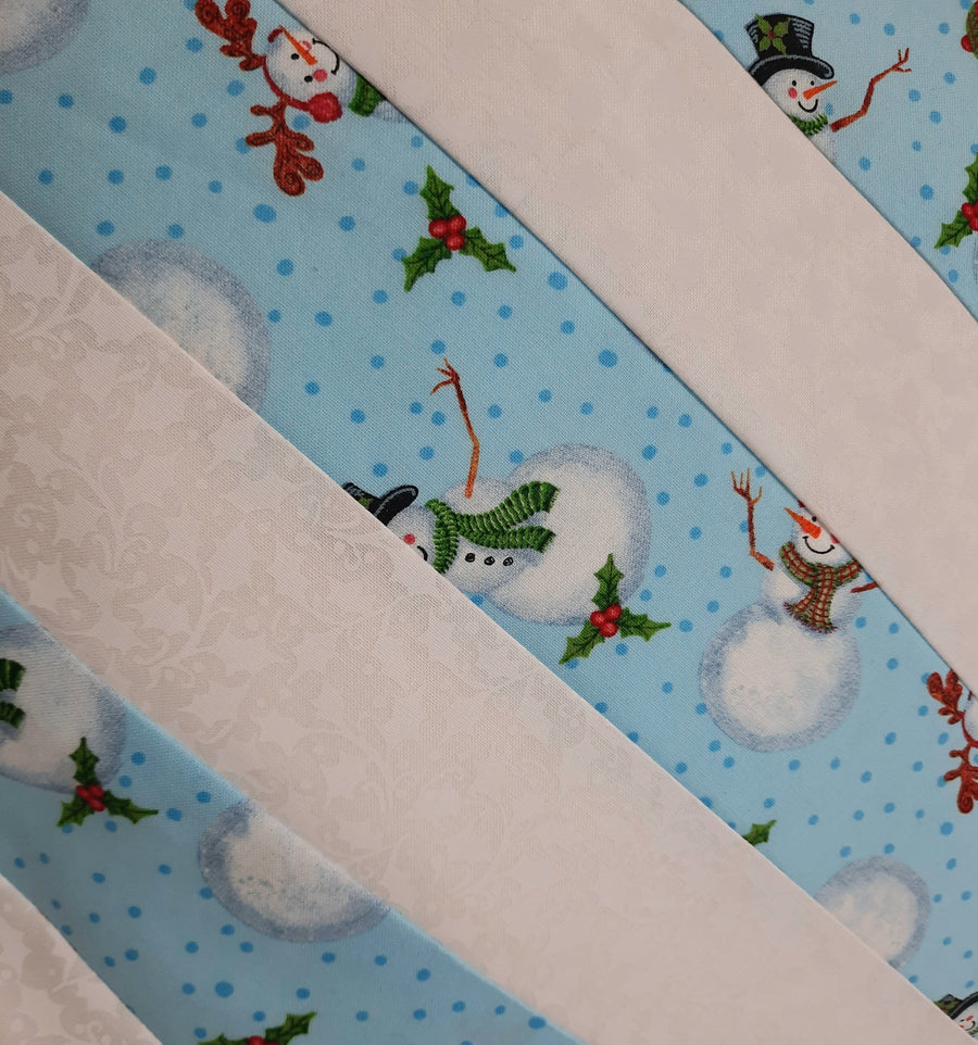 Snowman & White Stripe Pillow Cover, close-up of the fabric design