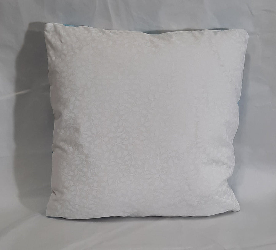 Snowman & White Stripe Pillow Cover, solid fabric reverse