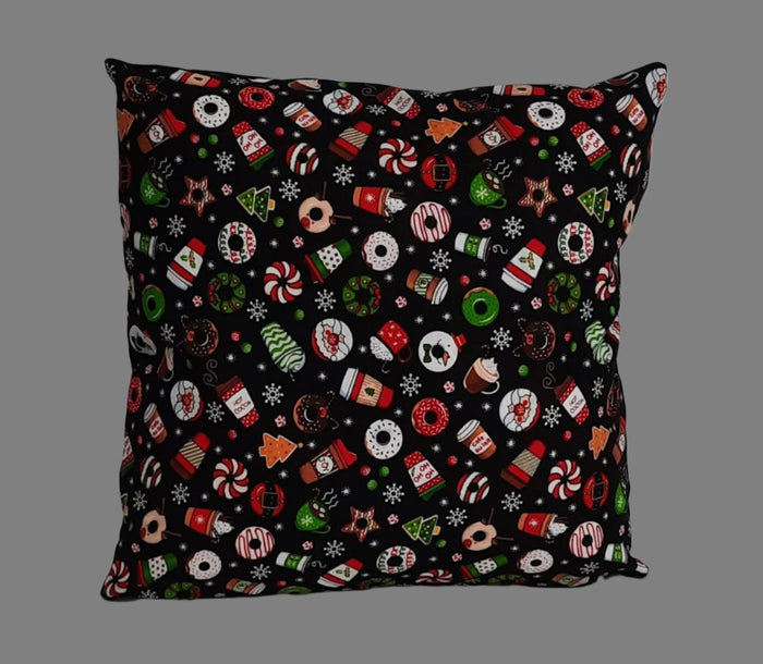 Christmas Treats Pillow Cover, filled cover showing the patterned front