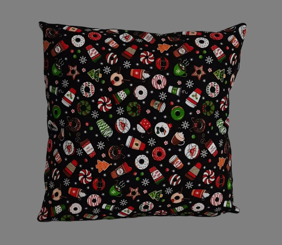 Christmas Treats Pillow Cover, filled cover showing the patterned front