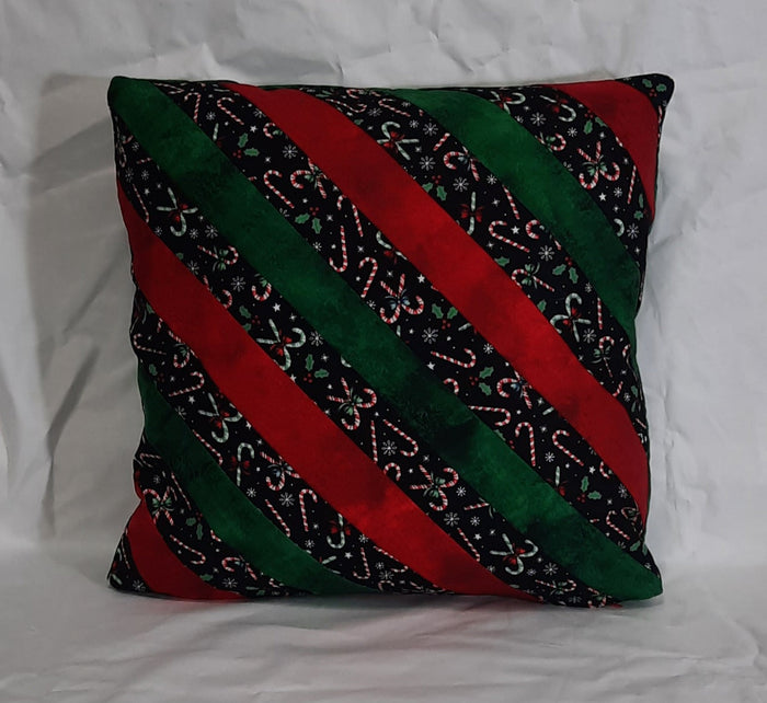 Candy Cane Stripe Pillow Cover, filled cover showing the patterned front