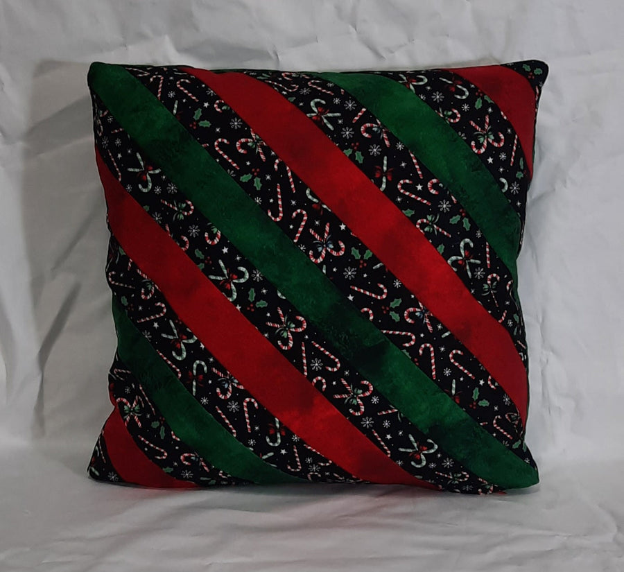 Candy Cane Stripe Pillow Cover, filled cover showing the patterned front