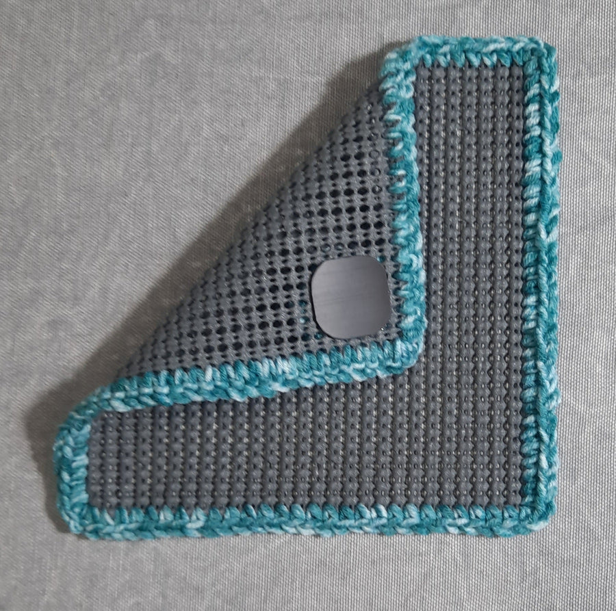 Grey & Turquoise Green Magnetic Jar Gripper, folded gripper showing rear magnet