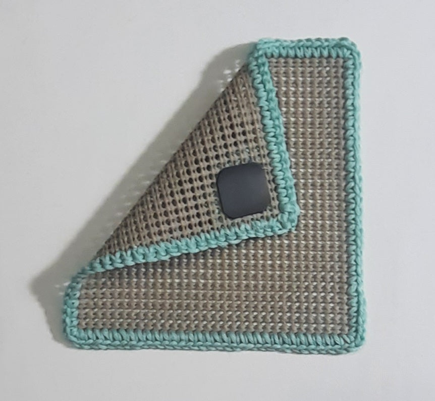 Beige & Mint Green Magnetic Jar Gripper, folded panel showing rear magnet