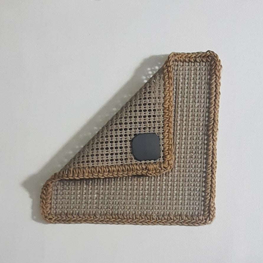 Beige & Tan Round Accent Magnetic Jar Gripper, folded panel showing rear magnet