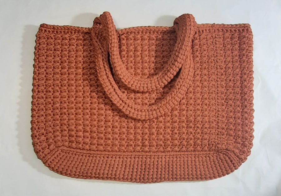 Rose Crochet Shopping Tote, upright bag with handles