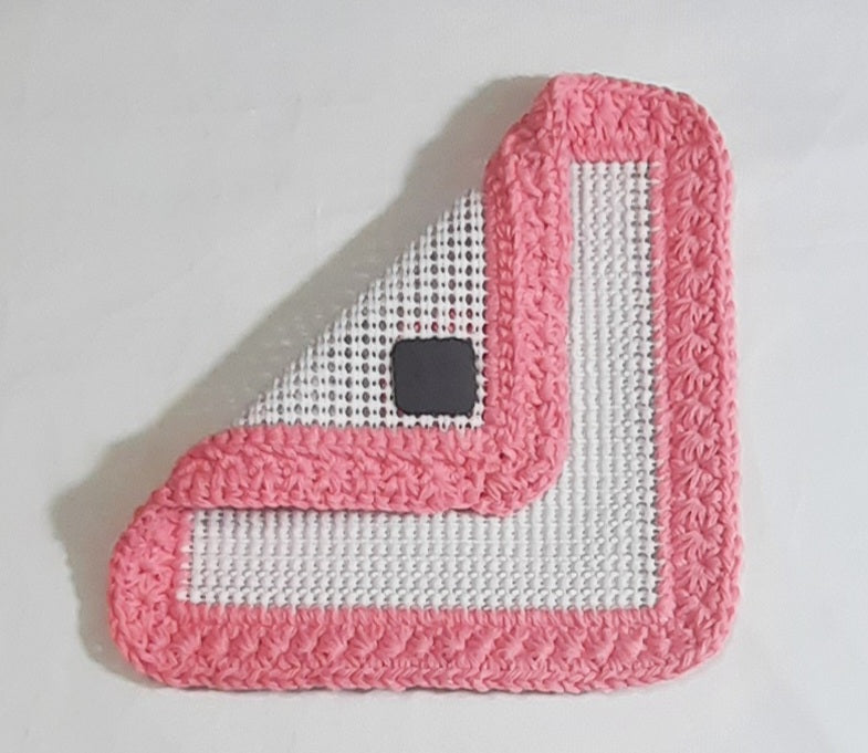 Pink & White Magnetic Jar Gripper, folded panel showing rear magnet
